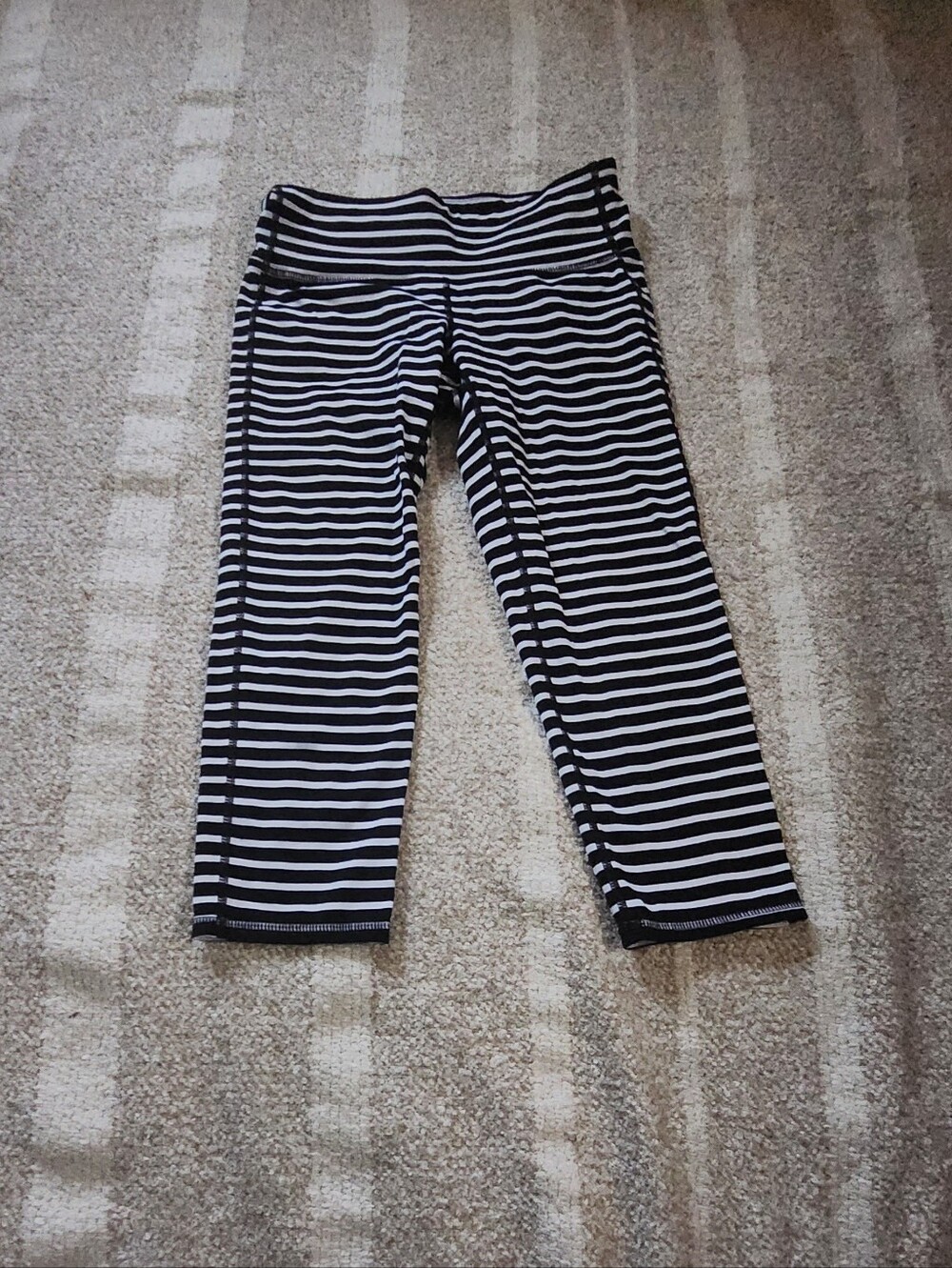 Athleta Black & White Striped Capri Leggings for Kids